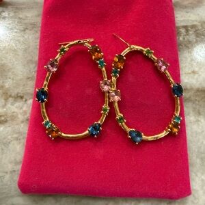Elegant Gold Multi-Color Hoop Earrings